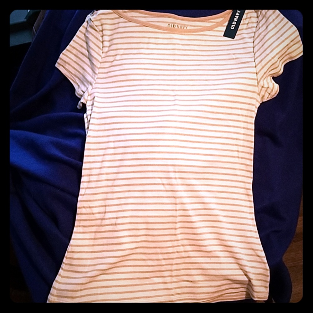 Old navy tan striped shirt